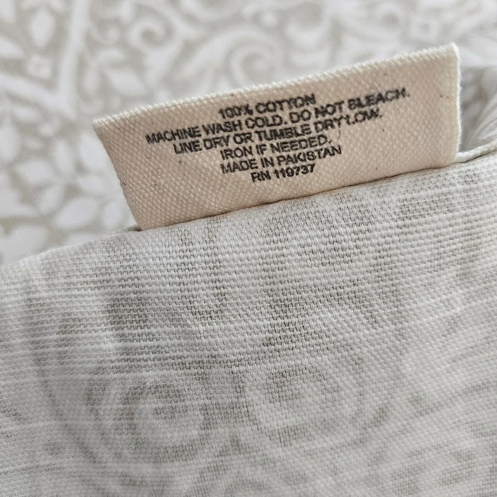 En Vogue Set of 2 Cotton Curtain Panels 50x94 Tan Cream Damask Scroll Back Tab